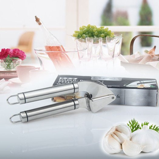 Vige Metall-Knoblauchpresse Presser Aluminium-Küchenwerkzeug für die Zubereitung von Küchengeräten Ergonomischer Griff für bessere Hebelwirkung und einfaches Drücken Silber