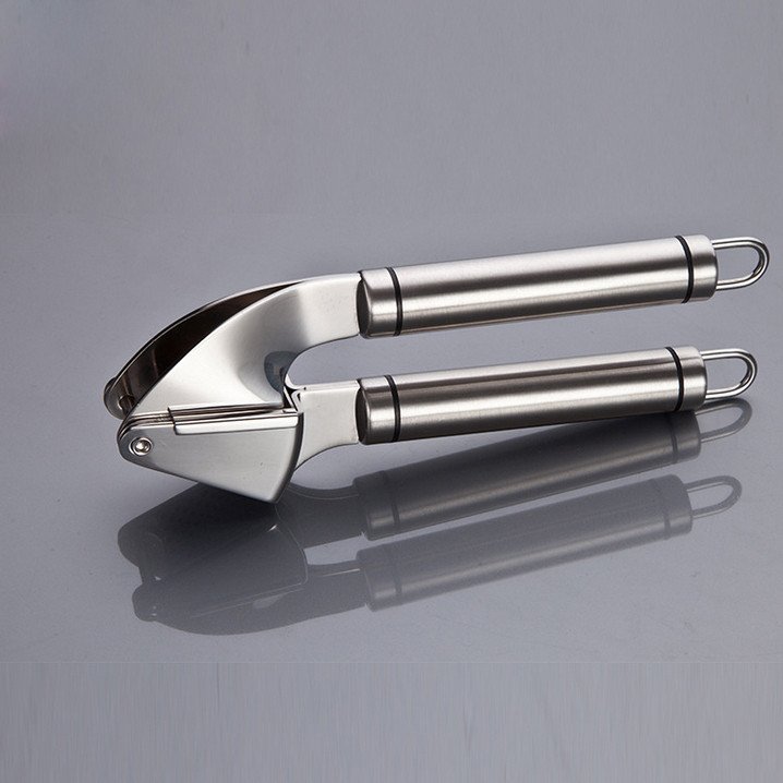 Vige Metall-Knoblauchpresse Presser Aluminium-Küchenwerkzeug für die Zubereitung von Küchengeräten Ergonomischer Griff für bessere Hebelwirkung und einfaches Drücken Silber